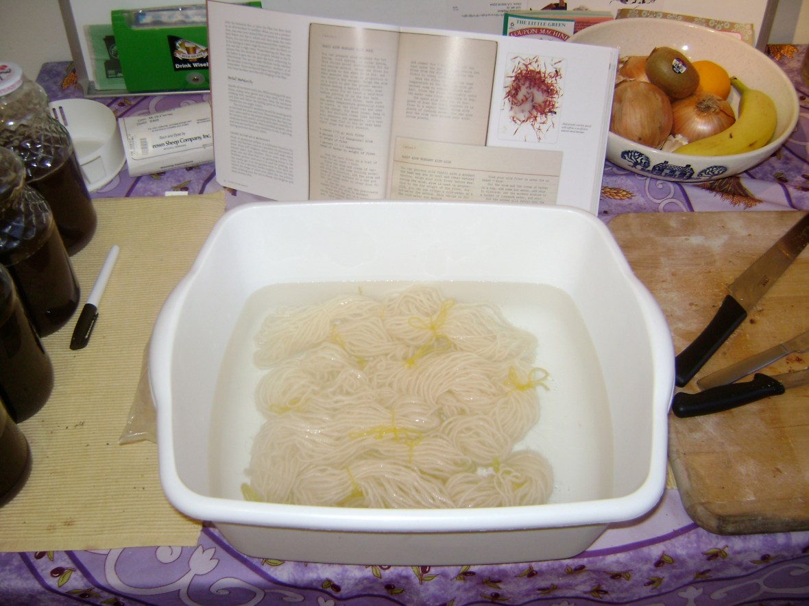 yarn soaking in water