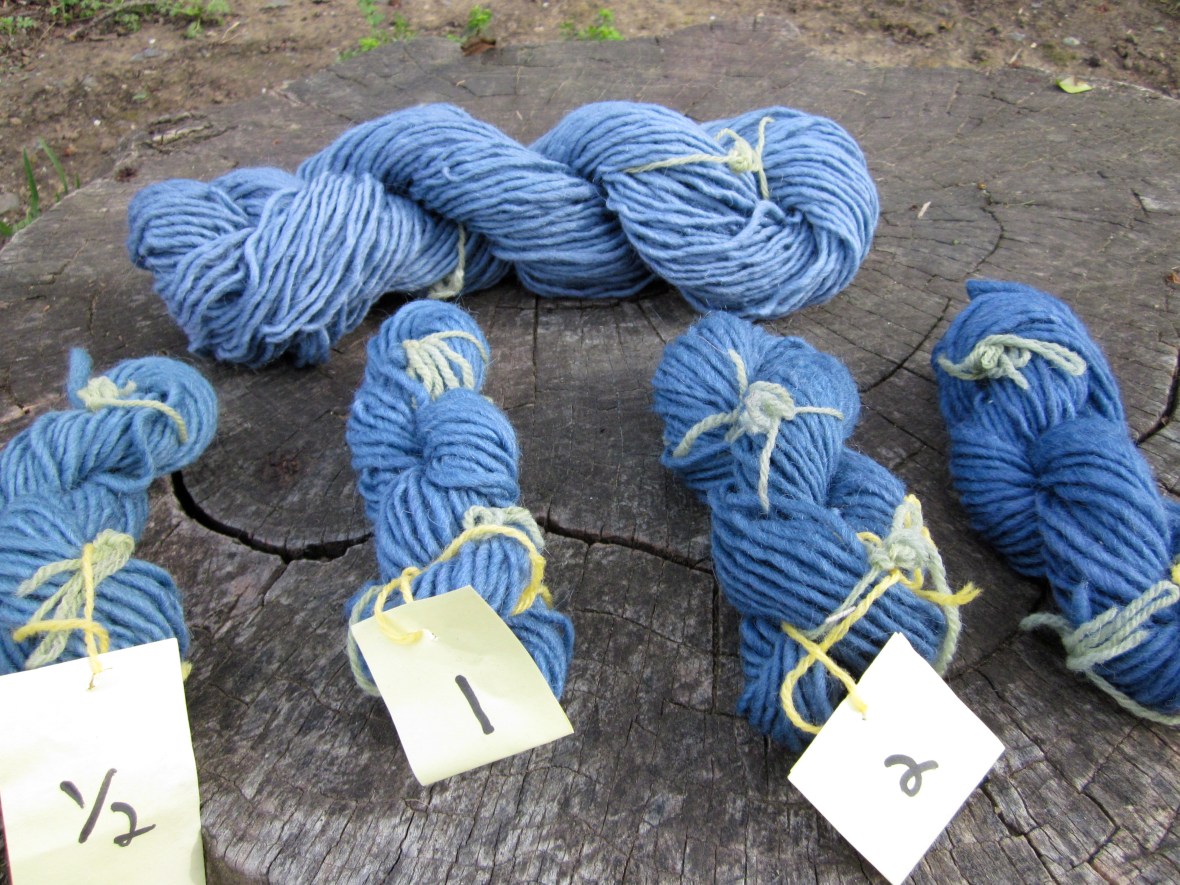 blue yarn in different shades