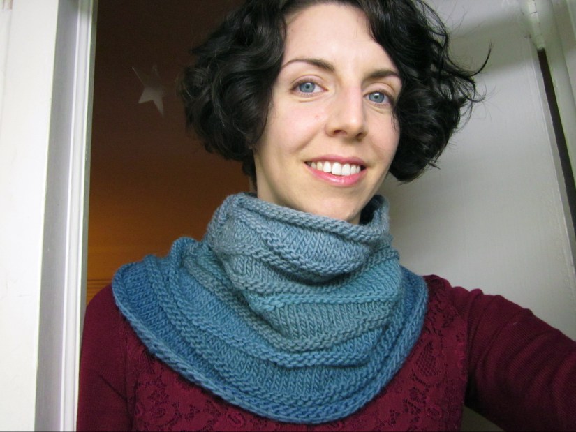 black bean blue dye ombre knit cowl in 2012