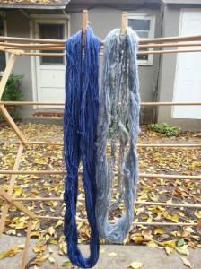 blue yarn from black bean dye